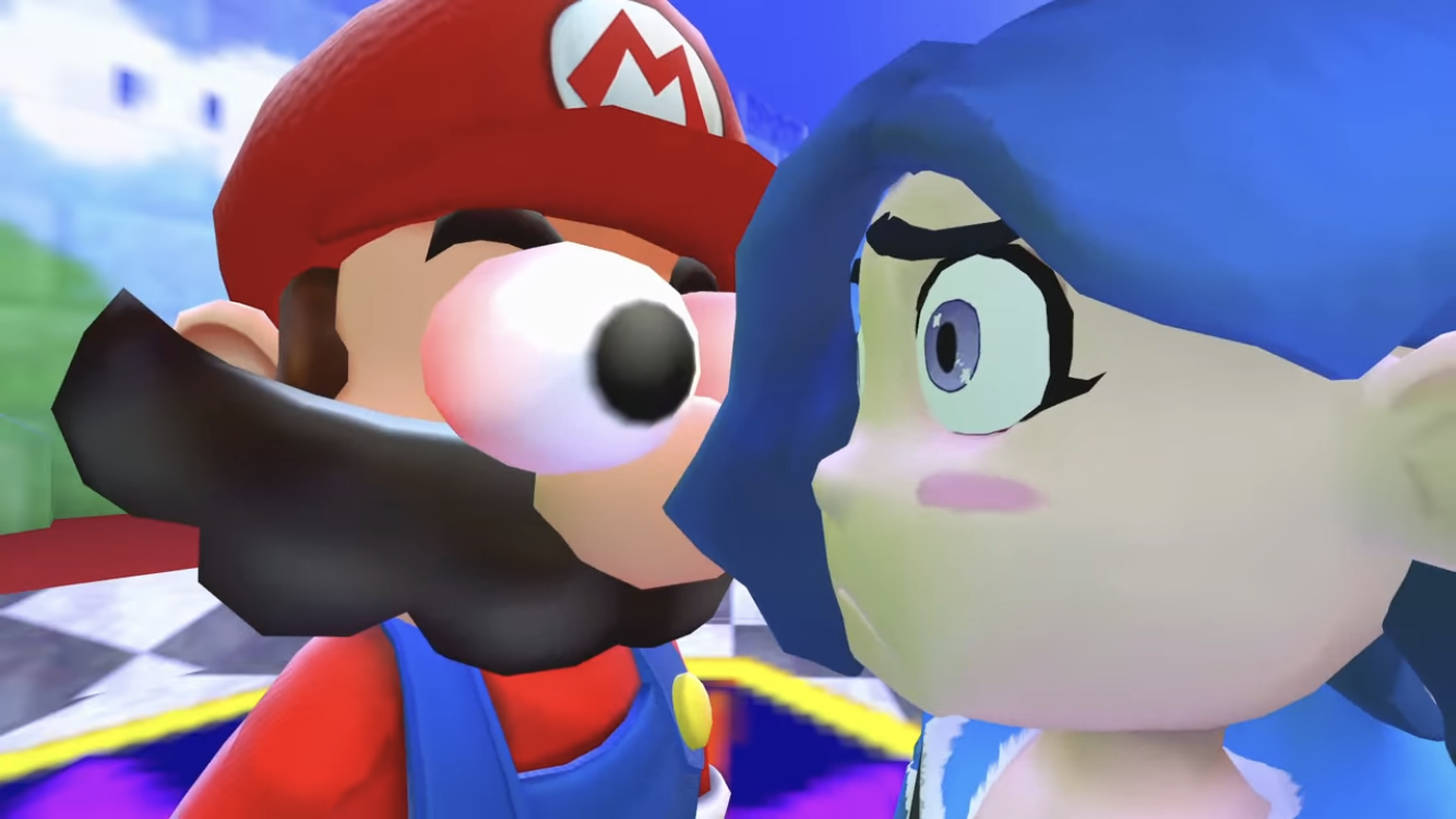 Mario staring at Tari Blank Meme Template