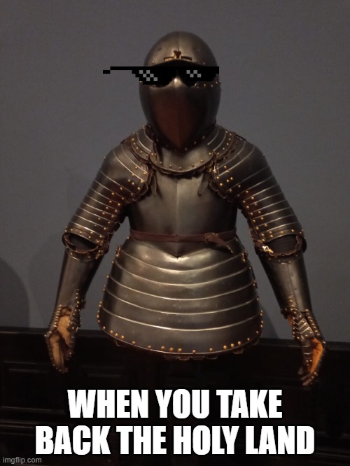 cool knight | WHEN YOU TAKE BACK THE HOLY LAND | image tagged in cool knight | made w/ Imgflip meme maker
