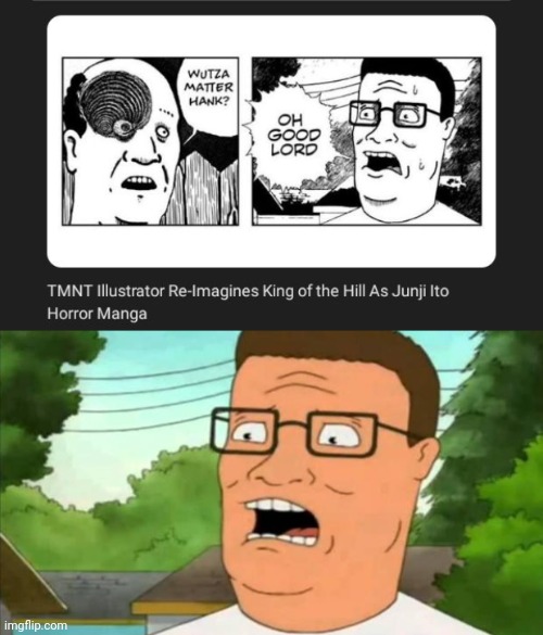 The horror manga | image tagged in hank hill,king of the hill,manga,news,memes,meme | made w/ Imgflip meme maker