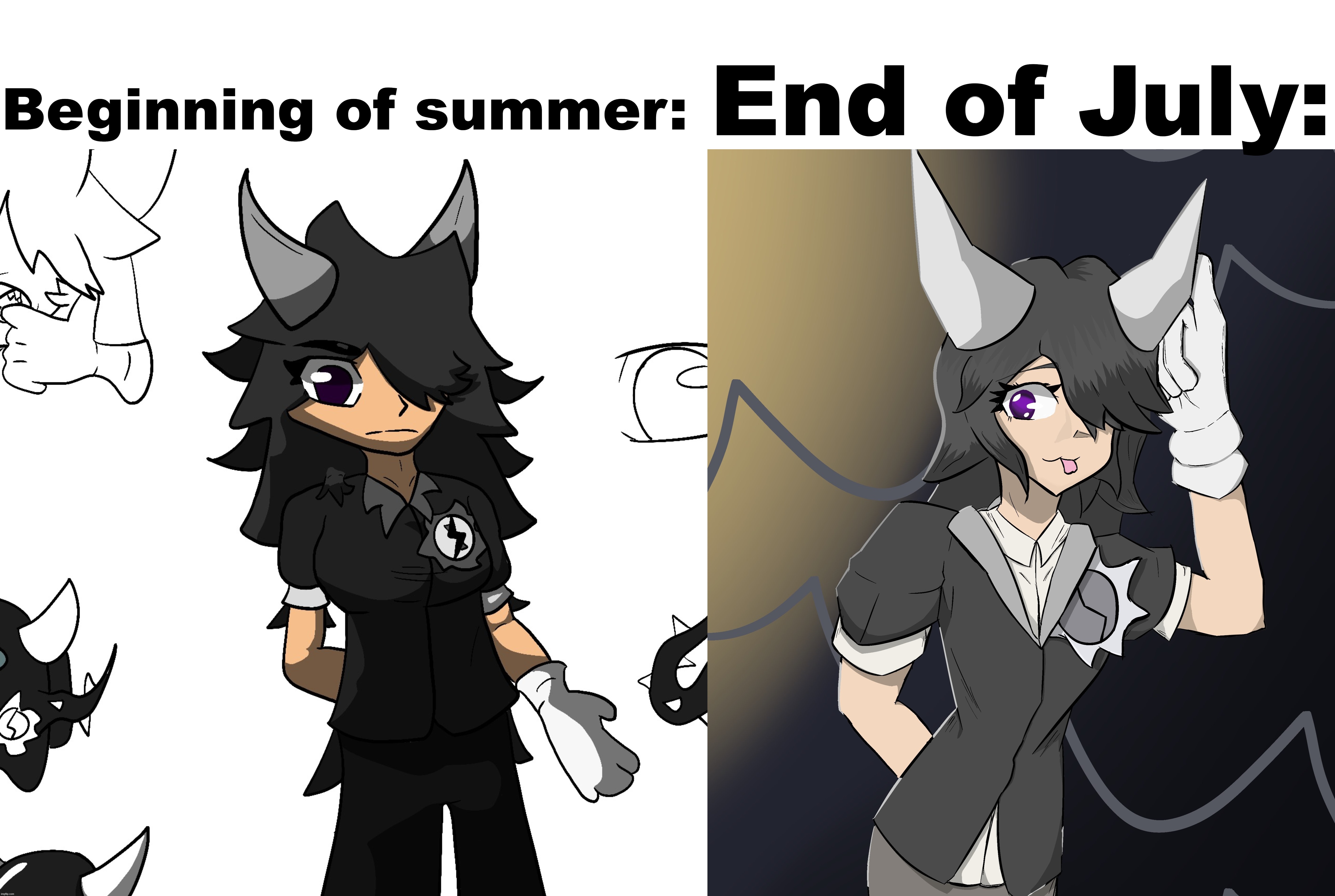 My drawing progress throughout summer so far (not my character) | made w/ Imgflip meme maker