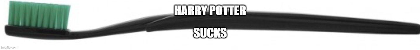 toothbrush |  HARRY POTTER; SUCKS | image tagged in toothbrush | made w/ Imgflip meme maker