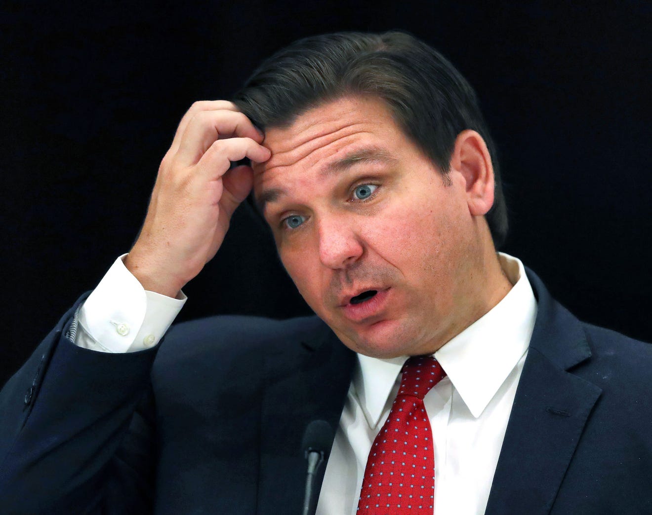 High Quality Ron DeSantis searching for his brain Blank Meme Template