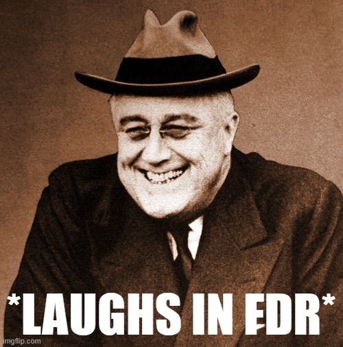 Plotting to bring SCOTUS down a peg or two. | *LAUGHS IN FDR* | image tagged in fdr laughing | made w/ Imgflip meme maker
