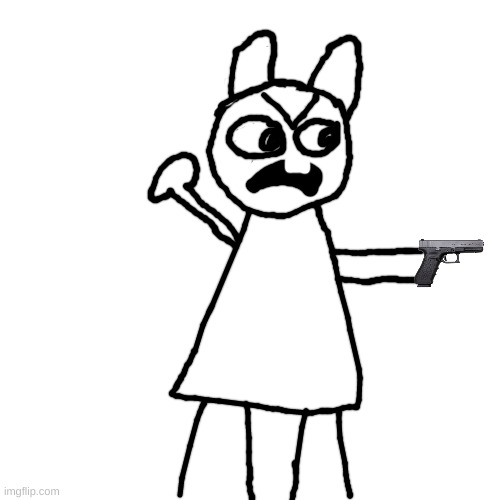 badly drawn bunni with gun (credit to elfiya) | image tagged in memes,funny,bunni,gun,badly drawn,stop reading the tags | made w/ Imgflip meme maker