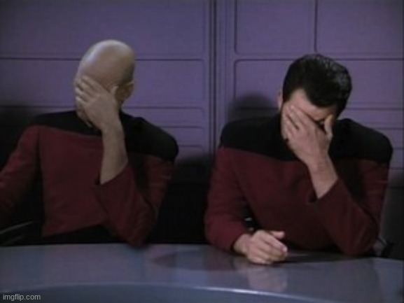 caption this | image tagged in picard riker faceplam | made w/ Imgflip meme maker