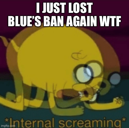 Jake The Dog Internal Screaming | I JUST LOST BLUE’S BAN AGAIN WTF | image tagged in jake the dog internal screaming | made w/ Imgflip meme maker