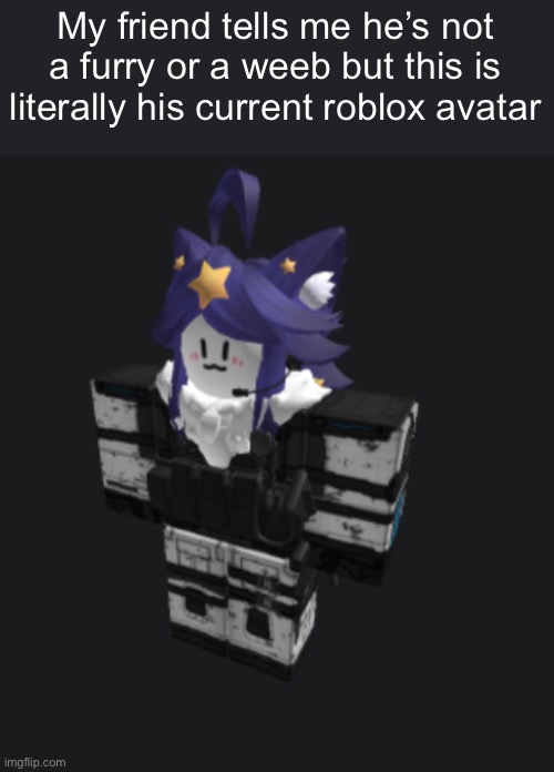 Um sir, weeb is a slur - nerd | My friend tells me he’s not a furry or a weeb but this is literally his current roblox avatar | image tagged in h | made w/ Imgflip meme maker