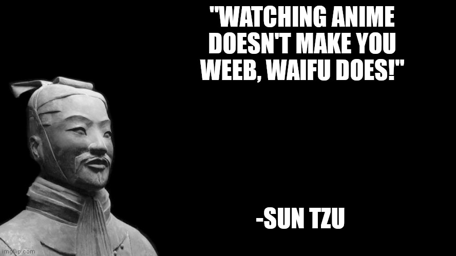 You Can Watch Whatever You Wanted! |  "WATCHING ANIME DOESN'T MAKE YOU WEEB, WAIFU DOES!"; -SUN TZU | image tagged in sun tzu,anime meme,weeb,weebs,japan | made w/ Imgflip meme maker