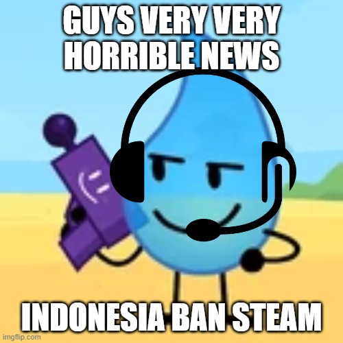 i can't play tf2 now :( | GUYS VERY VERY HORRIBLE NEWS; INDONESIA BAN STEAM | image tagged in teardrop gaming | made w/ Imgflip meme maker
