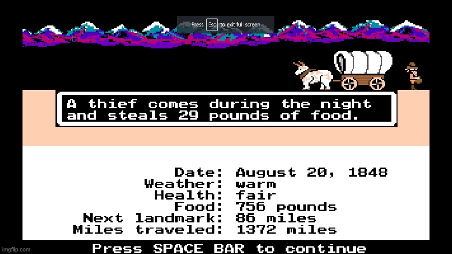 no ma food supply | image tagged in oregon trail | made w/ Imgflip meme maker