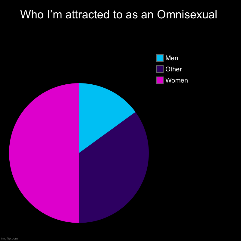 :p | Who I’m attracted to as an Omnisexual | Women, Other, Men | image tagged in charts,pie charts | made w/ Imgflip chart maker