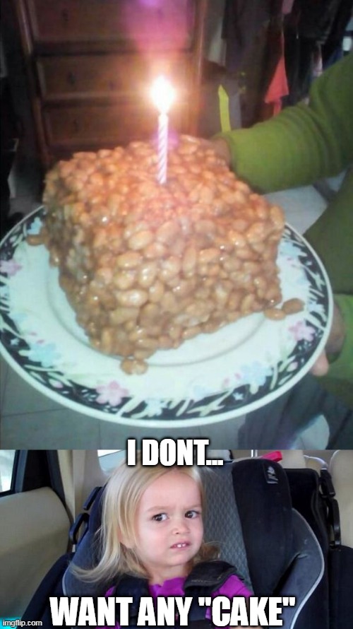 THATS A SAD BIRTHDAY | I DONT... WANT ANY "CAKE" | image tagged in wtf girl,cake,happy birthday,cursed image,cursed | made w/ Imgflip meme maker