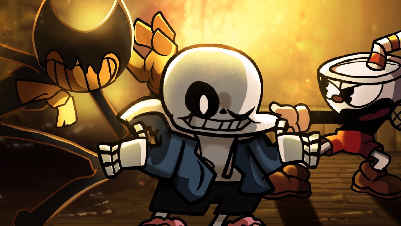 Bendy, Sans, and Cuphead Blank Meme Template