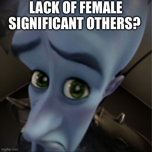 . | LACK OF FEMALE SIGNIFICANT OTHERS? | image tagged in megamind peeking | made w/ Imgflip meme maker