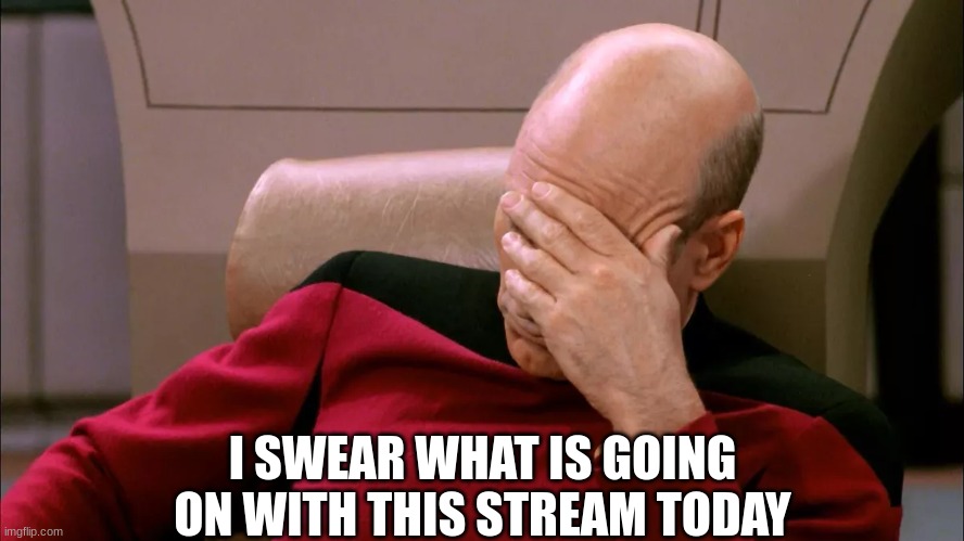 faceplam | I SWEAR WHAT IS GOING ON WITH THIS STREAM TODAY | image tagged in faceplam | made w/ Imgflip meme maker