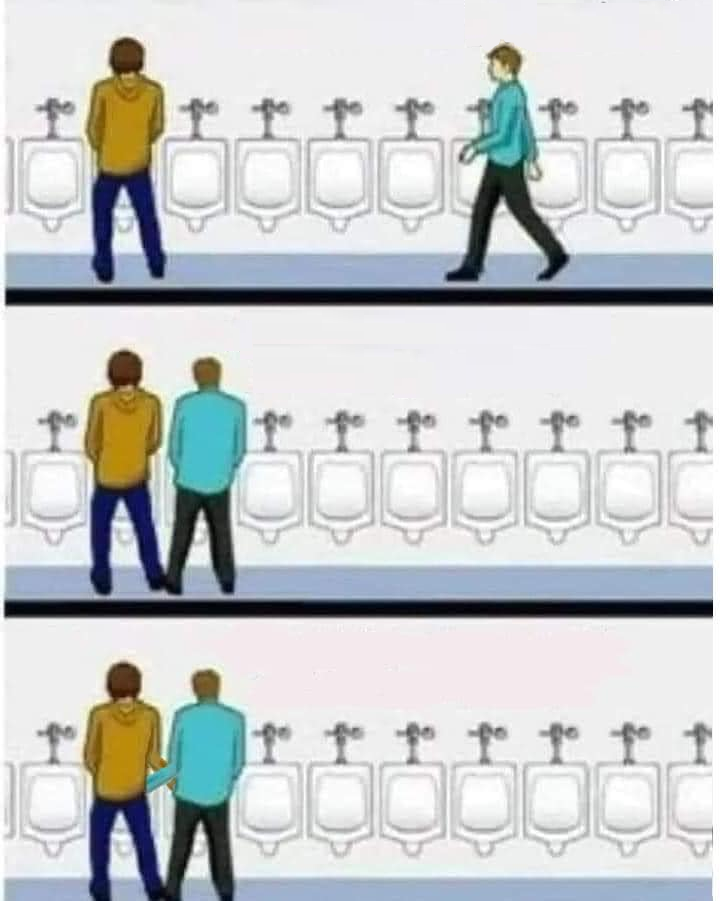 Urinal couple hands Blank Meme Template
