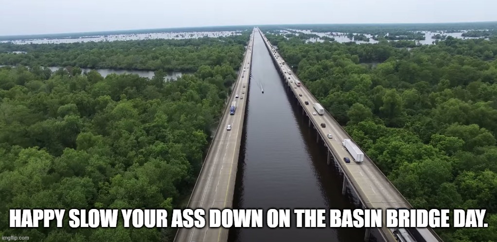 Atchafalaya Basin Bridge | HAPPY SLOW YOUR ASS DOWN ON THE BASIN BRIDGE DAY. | image tagged in slowpoke | made w/ Imgflip meme maker