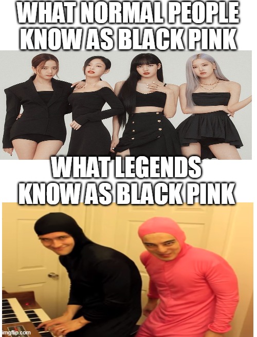 be a legend |  WHAT NORMAL PEOPLE KNOW AS BLACK PINK; WHAT LEGENDS KNOW AS BLACK PINK | image tagged in blank white template,funny memes,legend,music | made w/ Imgflip meme maker