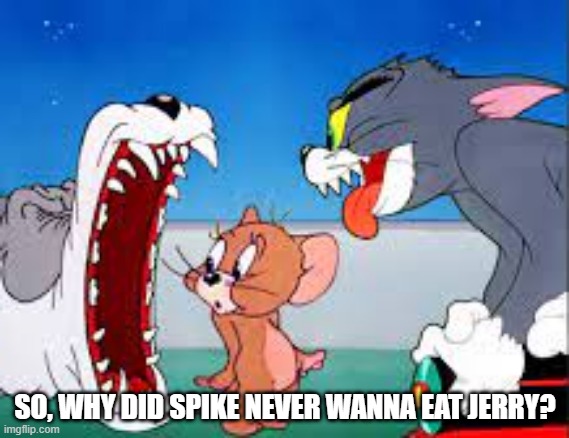 Spike the Dog | SO, WHY DID SPIKE NEVER WANNA EAT JERRY? | image tagged in tom and jerry | made w/ Imgflip meme maker