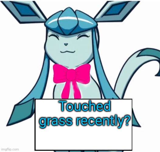 As I posted this I did | Touched grass recently? | image tagged in glaceon says | made w/ Imgflip meme maker