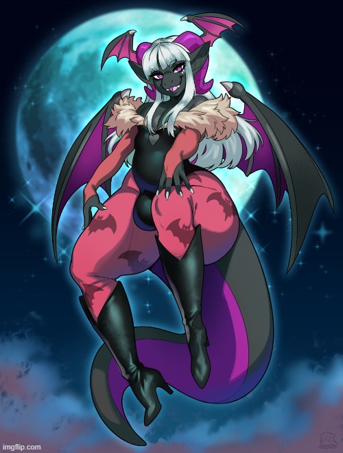 By BoosterPang | image tagged in femboy,cute,morrigan aensland,darkstalkers,dragon,thicc | made w/ Imgflip meme maker