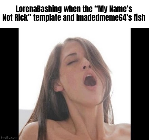 moaning woman | LorenaBashing when the “My Name’s Not Rick” template and Imadedmeme64’s fish | image tagged in moaning woman | made w/ Imgflip meme maker