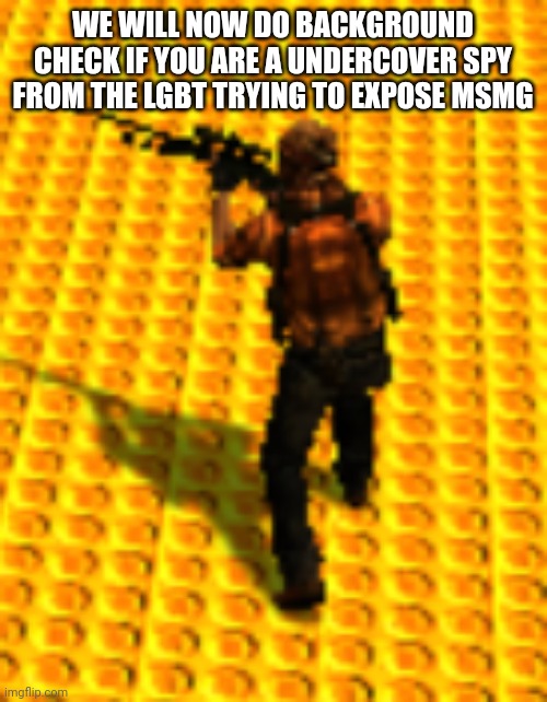 /j, imagine if this was an official thing in msmg. | WE WILL NOW DO BACKGROUND CHECK IF YOU ARE A UNDERCOVER SPY FROM THE LGBT TRYING TO EXPOSE MSMG | image tagged in pabl | made w/ Imgflip meme maker