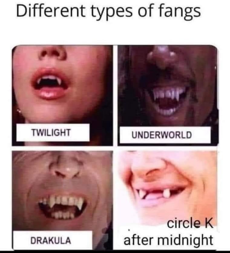 High Quality Types of fangs Blank Meme Template