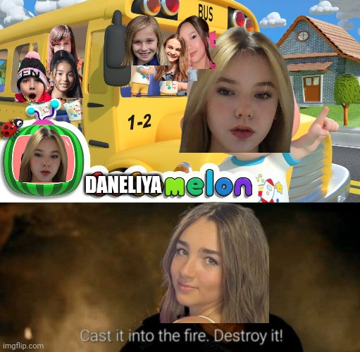 Angélina Nava wants Daneliyamelon to be destroyed | DANELIYA | image tagged in cocomelon,cast into the fire destroy it,memes,daneliya tuleshova sucks | made w/ Imgflip meme maker