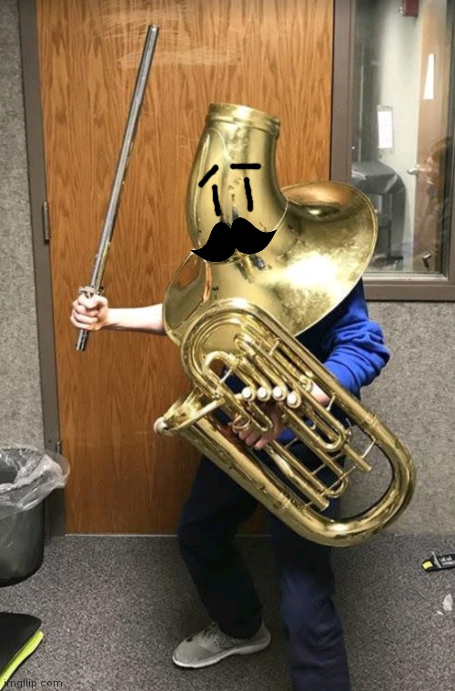 Decided to turn the Tuba Knight into the Pringles mascot | image tagged in tuba warriors,tuba knight,tuba boss,tuba | made w/ Imgflip meme maker
