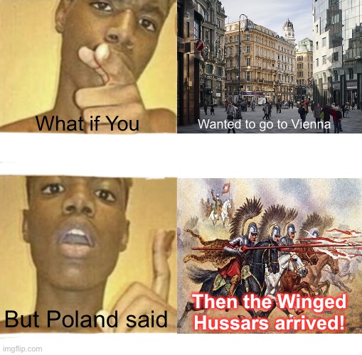 *Sabaton Winged Hussars Starts Playing* | What if You; Wanted to go to Vienna; Then the Winged Hussars arrived! But Poland said | image tagged in what if you blank,poland,austria,ottoman empire | made w/ Imgflip meme maker