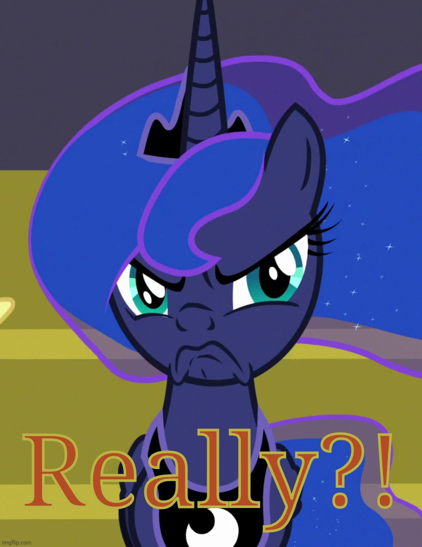 Grumpy Luna (MLP) | Really?! | image tagged in grumpy luna mlp | made w/ Imgflip meme maker