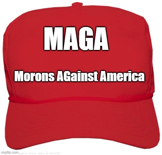 MAGA - Morons AGainst America | MAGA; Morons AGainst America | image tagged in blank red maga hat | made w/ Imgflip meme maker