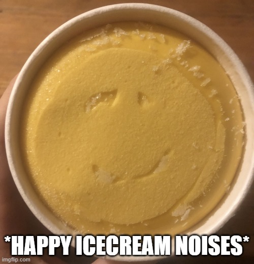 Smiling Icecream Face | *HAPPY ICECREAM NOISES* | image tagged in smiling icecream face | made w/ Imgflip meme maker