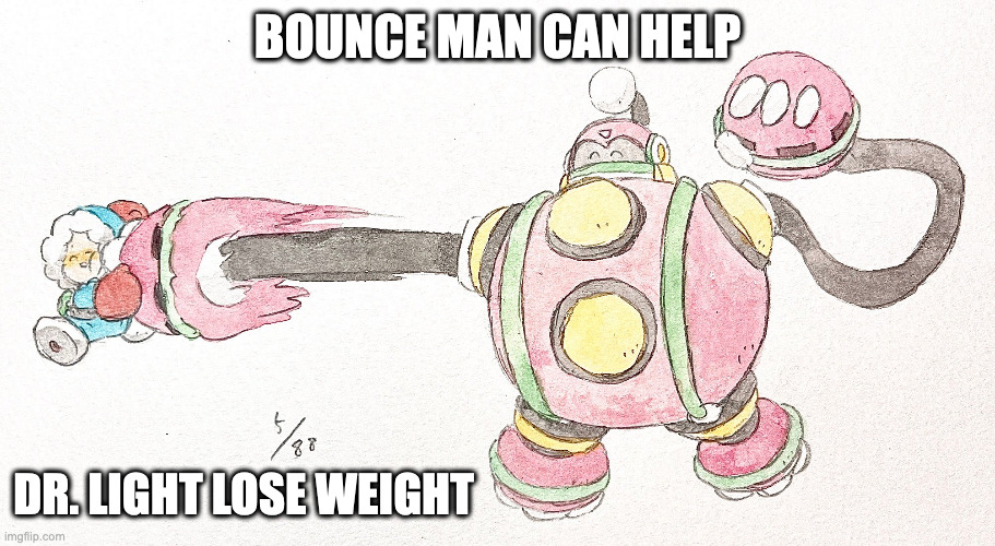 Ice Man and Bounce Man |  BOUNCE MAN CAN HELP; DR. LIGHT LOSE WEIGHT | image tagged in iceman,bounceman,memes | made w/ Imgflip meme maker