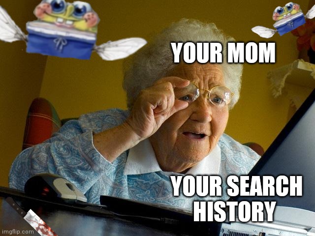 Ayo | YOUR MOM; YOUR SEARCH HISTORY | image tagged in memes,grandma finds the internet | made w/ Imgflip meme maker