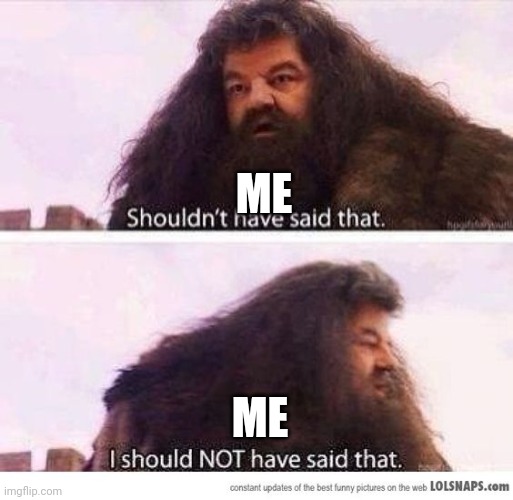 I shouldn't have said that | ME ME | image tagged in i shouldn't have said that | made w/ Imgflip meme maker
