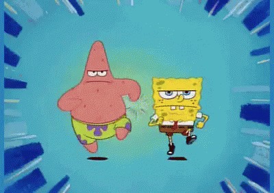 Patrick and SpongeBob Running Blank Meme Template