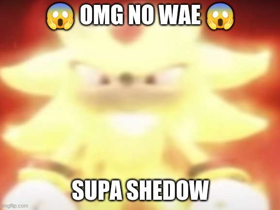 SHEDOW [SUPA] | 😱 OMG NO WAE 😱; SUPA SHEDOW | image tagged in shadow the hedgehog | made w/ Imgflip meme maker