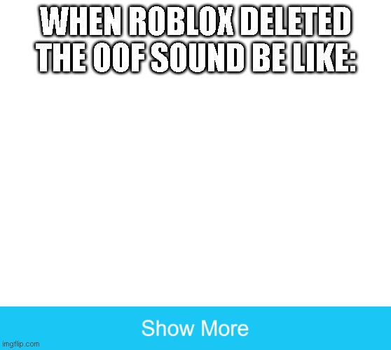 show more | WHEN ROBLOX DELETED THE OOF SOUND BE LIKE: | image tagged in show more | made w/ Imgflip meme maker
