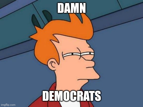 Futurama Fry Meme | DAMN DEMOCRATS | image tagged in memes,futurama fry | made w/ Imgflip meme maker