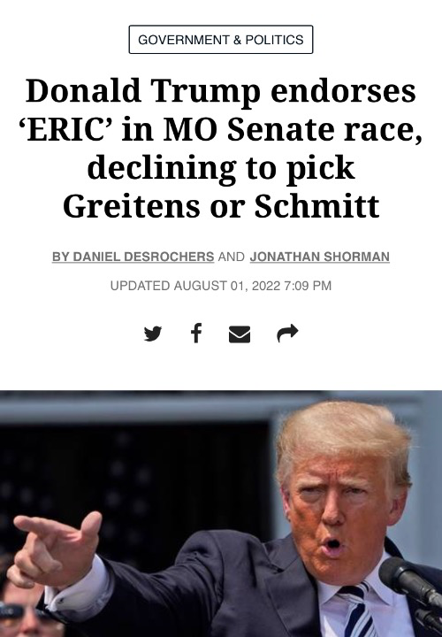 Donald Trump endorses both Erics Blank Meme Template