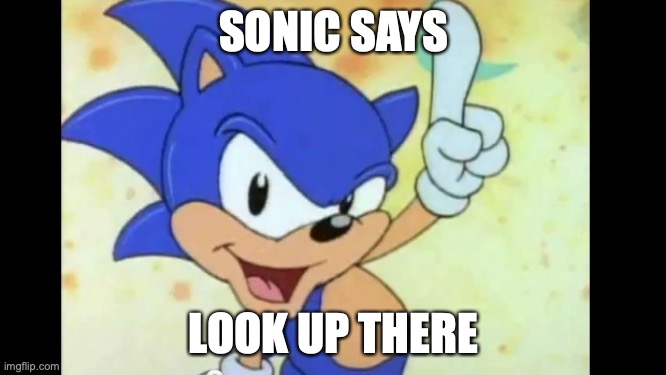 Sonic says | SONIC SAYS; LOOK UP THERE | image tagged in sonic says | made w/ Imgflip meme maker