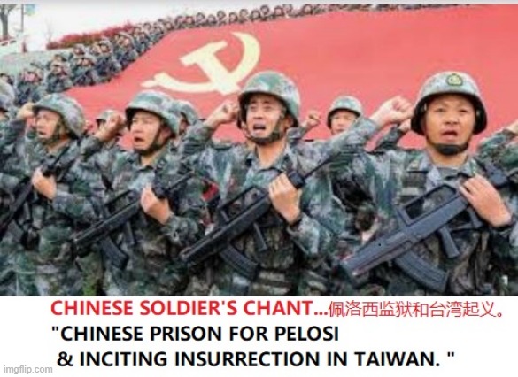 Chinese Soldiers chant "Pelosi for Prison" | image tagged in chinese soldiers | made w/ Imgflip meme maker