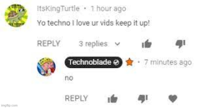 no | image tagged in technoblade | made w/ Imgflip meme maker