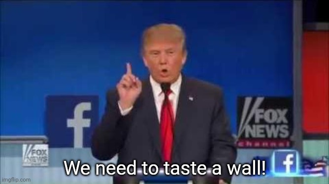 We Need to Build a Wall | We need to taste a wall! | image tagged in we need to build a wall | made w/ Imgflip meme maker