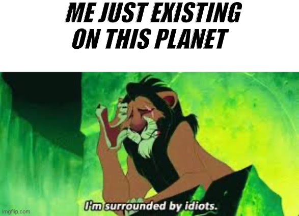 i'm surrounded by idiots | ME JUST EXISTING ON THIS PLANET | image tagged in i'm surrounded by idiots | made w/ Imgflip meme maker