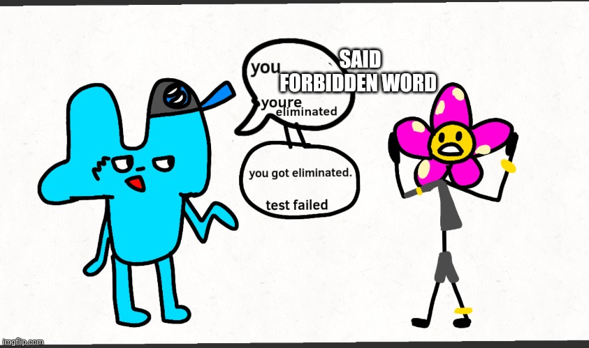 Bfdi + splatoon= battle for Splatoon 3 | SAID FORBIDDEN WORD | image tagged in bfdi splatoon battle for splatoon 3 | made w/ Imgflip meme maker