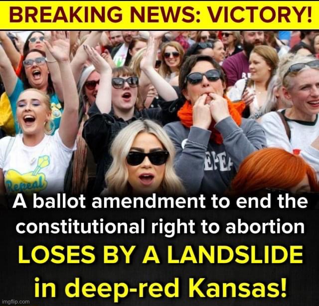 Kansans shot down a retrograde ballot measure in record numbers. | image tagged in kansas votes pro-choice | made w/ Imgflip meme maker