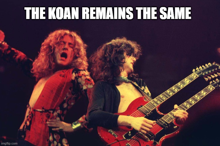 tadpole in a jar | THE KOAN REMAINS THE SAME | image tagged in led zeppelin | made w/ Imgflip meme maker